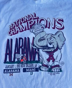 Vtg Single Stitch 1992 National Champions Alabama Crimson Tide Sz XL Football - Picture 1 of 4
