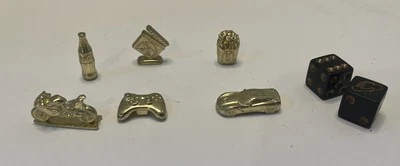 Monopoly Empire 6 Gold Tokens And 2 Black Dice Replacement Pieces - Image 1 of 4