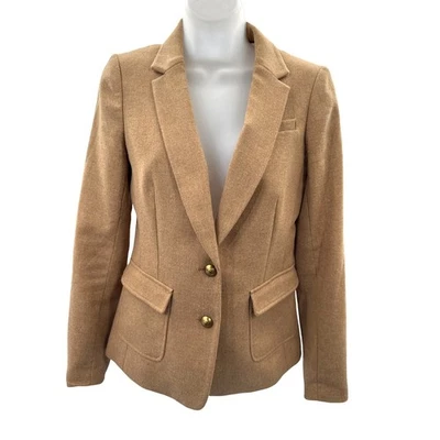 Chaqueta Blazer Banana Republic Hacking para Mujer 0 Mezcla de Lana Camel Ropa de Trabajo Clásica Foto 1 de 4