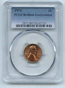 1974 1C Lincoln Cent PCGS Brilliant Uncirculated BU - Picture 1 of 1