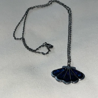 Original Blue Sea Opal necklace SHELL design Made in Hawaii Cute Gift Girlfriend - Image 1 of 4