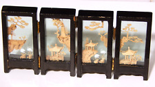 Diorama Miniatur Kork Schnitzerei hinter Glas aus China mit Faltrahmen 23,5x11,5