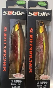 Lot of 2- Sebile Puncher 4 3/4" Lipped Jerkbait Lure 7/8oz Suspendin Amber Liner - Picture 1 of 16