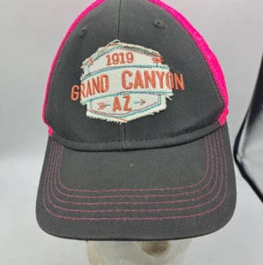 GRAND CANYON ARIZONA 1919 Trucker Hat Gray Baseball Cap Snapback Pink Mesh Youth - Picture 1 of 6