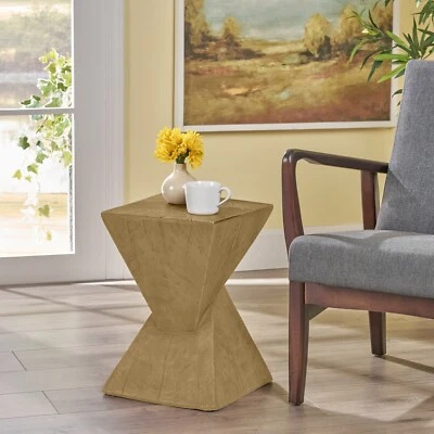Modern Hourglass Side Table, 18" MGO End Table Coffee Table Indoor Outdoor Use - Image 1 of 2