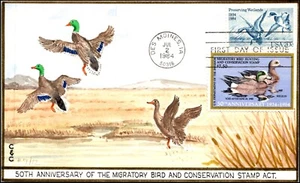 Scott RW51 $7.50 1984 Duck Stamp C&C Hand Painted FDC 7 Of 12 - Picture 1 of 2