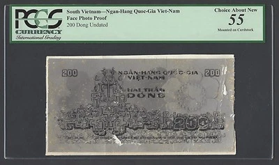 South Vietnam -Ngan-Hang Quoc-Gia Viet-Nam 200 Dong Undated Photograph Proof  - Image 1 of 2