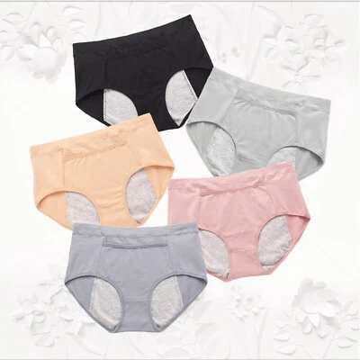 5pk Cotton Panties Womens New Double Layer Leak Proof Sanitary Menstrual Period - Image 1 of 4