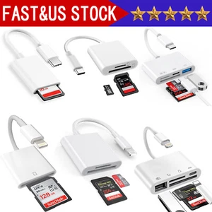 USB to Card Reader Adapter USB Camera Micro SD Memory Slot for iPhone iPad iPod - Picture 1 of 32