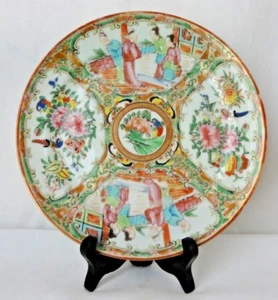 Antigua placa medallón rosa porcelana china de 8" - antigua y finamente detallada - Imagen 1 de 12