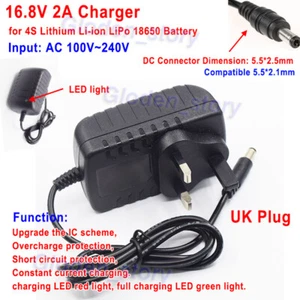 UK 3 Pin plug 16.8V 2A charger adapter for Lithium Ion Battery Li-ion LiPo 4S - Picture 1 of 4