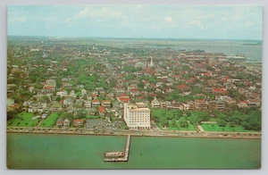 Charleston SC Aerial View of The Battery and Ft. Sumter Hotel Postcard - Picture 1 of 4