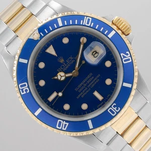 Rolex Submariner Two Tone 40mm Watch Blue Dial & Insert Gold Bezel Oyster Watch - Picture 1 of 10