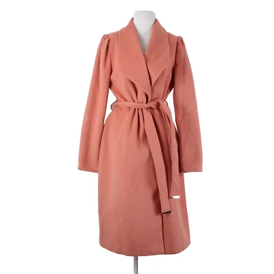 Venus Sz 8 Pink Rhinestone On Sleeves Belted Pockets Shell Fabric Polyester Coat - Imagem 1 de 4