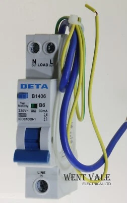 Deta Circuit Protection - B1406 - 6a 30mA Type B Class A RCBO New