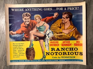Rancho Notorious Original US Half Sheet Poster '52 Fritz Lang Marlene Dietrich - Picture 1 of 8