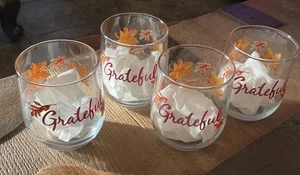 Libbey Grateful Bicchieri da Vino Senza Stelo Autunno Autunno Foglie 16,8 oz Set 4 - Foto 1 di 5