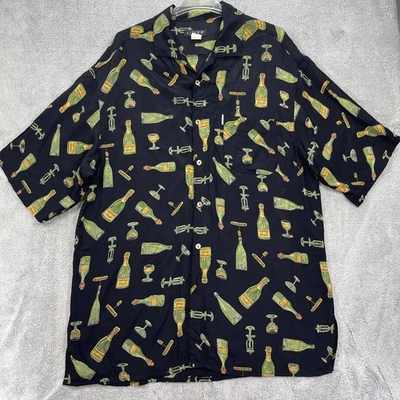 Рубашка Citron Santa Monica Camp мужская размер XL разноцветная бутылка шампанского с принтом плиссированная - Изображение 1 из 4