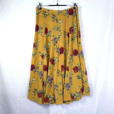 Falda De Colección Laura Ashley Para Mujer Talla XL Dorada Floral Polar Plisada Cottagecore Midi Foto 1 de 4