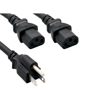 6 Ft AC Power Cord Y Splitter Cable  18 AWG 300V 13A  UL - Image 1 of 3
