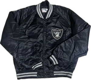 Giacca vintage Oakland Raiders taglia large nera linea gesso anni 90 NFL LA Vegas - Foto 1 di 5