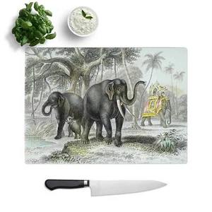 Asiatische Elefanten Schneidebrett Glas Struktur Schneiden Arbeitsplatte Sparer Küche - Bild 1 von 6