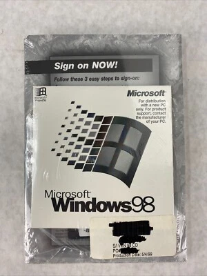 Microsoft Win 98 First Edition Windows 98 Full Operating System SEALED - Image 1 of 4