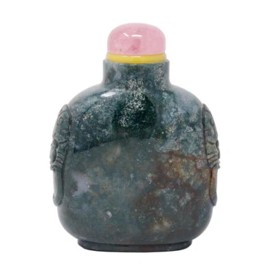 Antiga garrafa de rapé chinesa musgo ágata, século XIX - Imagem 1 de 4