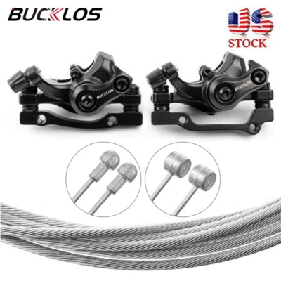 BUCKLOS Bike Bicycle Front Rear Caliper Mechanical Disc Brake MTB Brake Line set US