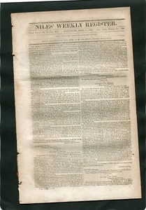 1826 NILES WEEKLY NEWSPAPER BALTIMORE MD THE PANAMA QUESTION - Picture 1 of 2