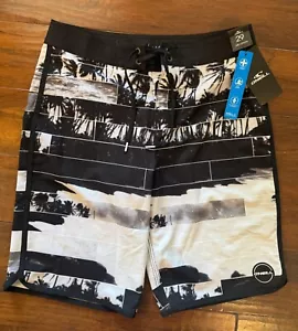 NWT O'Neill Hyperfreak Black White Castaway Board Shorts Swim Men's Size 29 - Picture 1 of 4