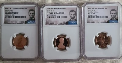 2019-W NGC Lincoln Cent 3 Coin Set  PF70RD - ULTRA CAMEO, REV PF70RD, UNC MS69RD - Image 1 of 2