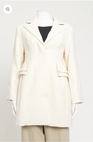 CHRISTIAN DIOR PANNA BIANCO SPORCO SWING LANA CAPPOTTO BLAZER BAR MONTAIGNE GIACCA 36 S