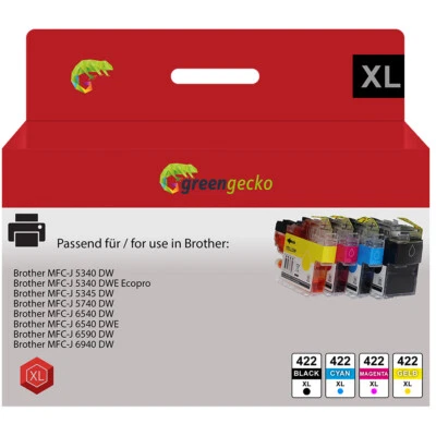 DRUCKDICHAUS Patrone ersetzt Brother LC-422 XL für MFC-J 5340 5345 5740 6540 6590 6940 DW DWE