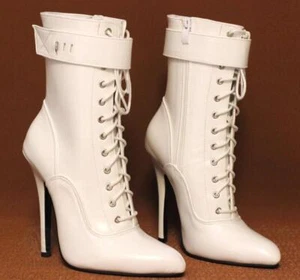 Modische heiße sexy spitz zulaufende Damen-Schnürstiefeletten Party Stiletto hoher Absatz - Bild 1 von 10