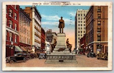 Atlanta Georgia Henry W Grady Monument City Landmark WB Cancel WOB Postcard
