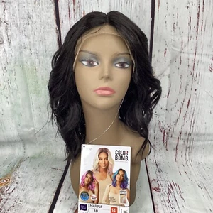 Marina 1B Off Black 14” Loose Wave Wig Deep Part Lace Front Color Bomb - Bild 1 von 7