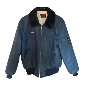 Vintage 70s Wear Guard Golden Fleece Outerwear Fur Collar Bomber Jacket, Large - Picture 1 of 5