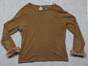NY Collection Top/sweter Brown Large Long Sleeves Acrylic/Nylon  - Picture 1 of 5