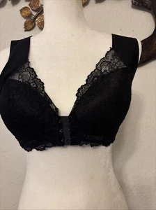 Black Lace Front Closure Size 3xl Bra - Picture 1 of 8