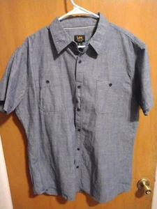 LEE PREMIUM QUALITY BLUE DENIM XL SS SHIRT button up 24" chest - Picture 1 of 6