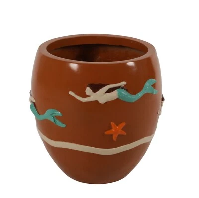 Maceta sirena natación flor hierba vegetal acabado pintado dimensional Foto 1 de 3