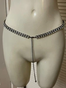 VINTAGE HVY SCHÖNE QUALITÄT DOPPEL STRASS KETTE BAUCHTANZ GÜRTEL TAILLE DEKOR - Bild 1 von 7