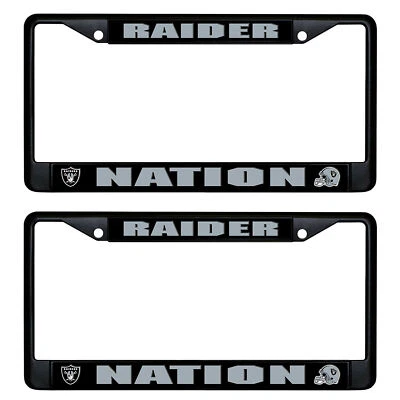 2 marcos de matrícula RAIDER NATION NFL oficiales NEGRO metal Oakland Las Vegas  Foto 1 de 2