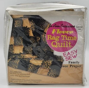 Jo-Ann Exclusive Fleece Rag Time Quilt 51"x65" Cheetah Print Kit Easy Sew - New - Picture 1 of 8