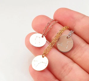 Personalisierter Sternzeichen Anhänger aus Edelstahl 14K Gold Vergoldet Geschenk - Bild 1 von 20