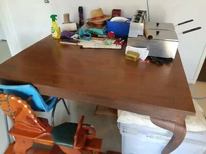 Solid Large Dining Table with 8 High Back wooden chairs - Picture 1 of 3
