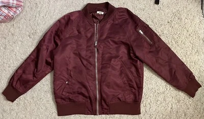 SILENCIO + RUIDO SILENCIO + RUIDO Borgoña Rojo Manga Larga Cremallera Chaqueta Grande L y Foto 1 de 4