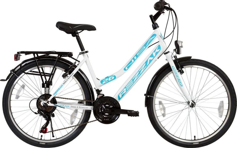 26 zoll Damen Fahrrad Mädchenfahrrad Damen City Rad City bike Weiss türkis Neu - Bild 1 von 4