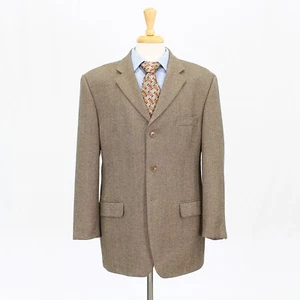Mark & Spencer 44R Brown Sport Coat Blazer Jacket Solid 3B Wool - Picture 1 of 11